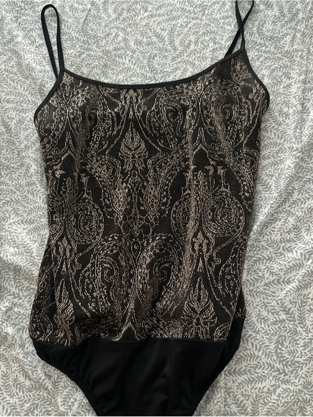 Marciano Black Bodysuit with Metallic Paisley Detail